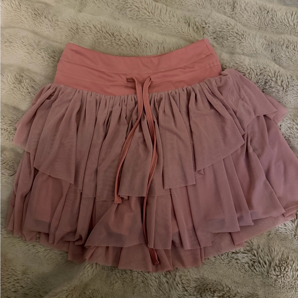 Elegant Blush Pink Layered Mini Skirt